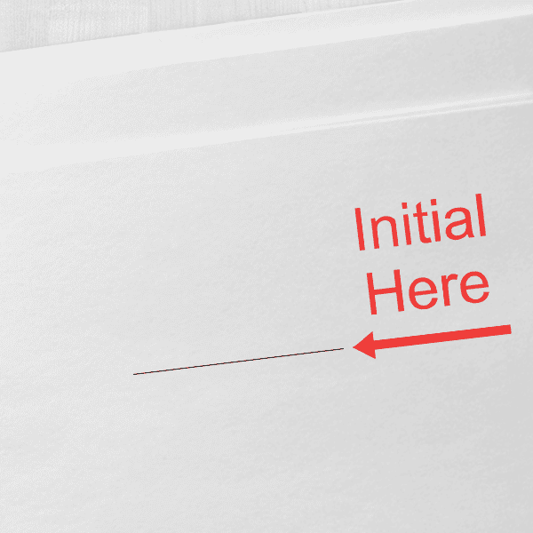 Initial Here Left Arrow Self Inking Stamp Imprint Example