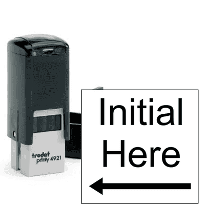 Initial Here Left Arrow Self Inking Stamp