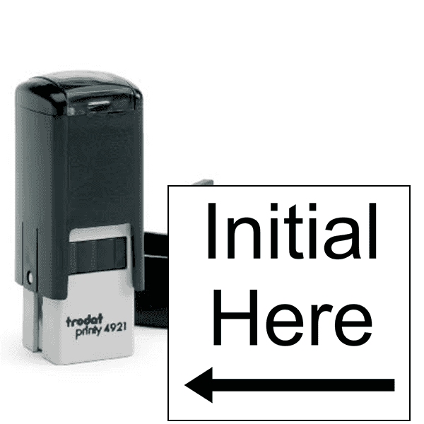 Initial Here Left Arrow Self Inking Stamp