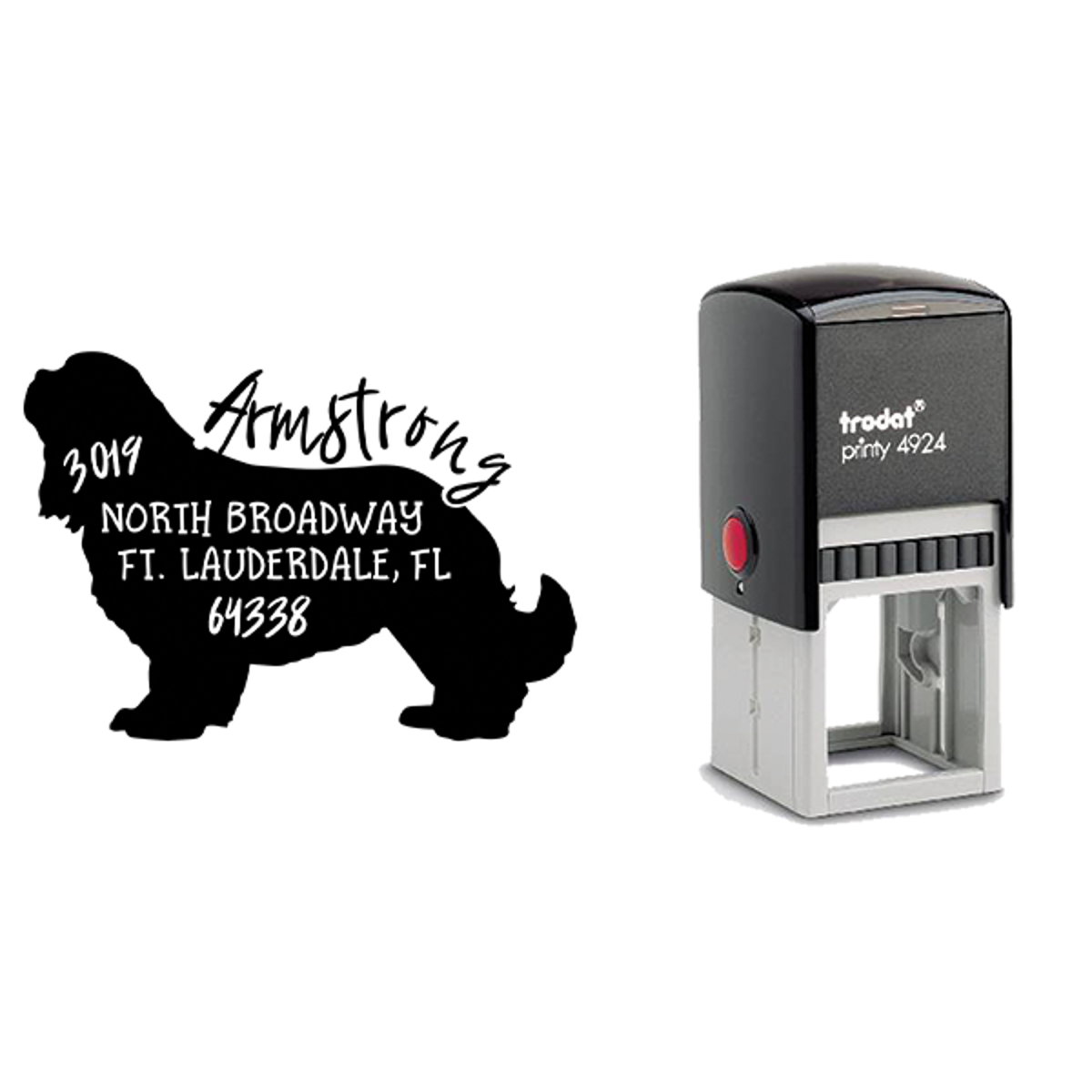 Cavalier King Charles Spaniel Dog Address Stamp Body and Design