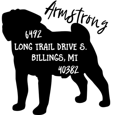 Pug Dog Address Stamp