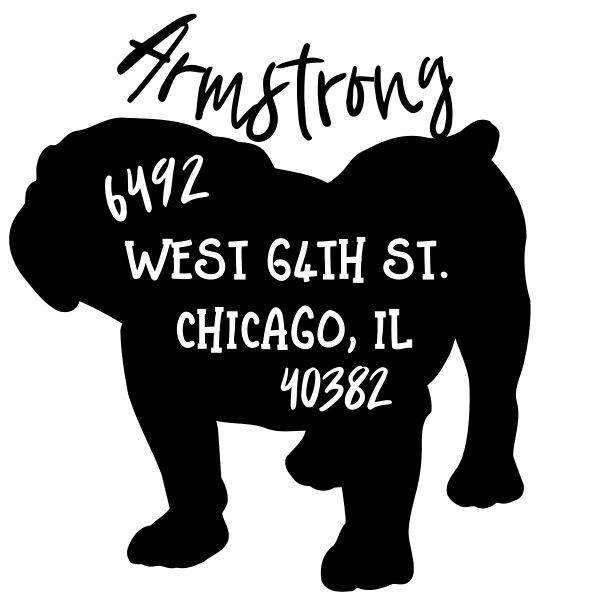 Bulldog Dog Address Stamp