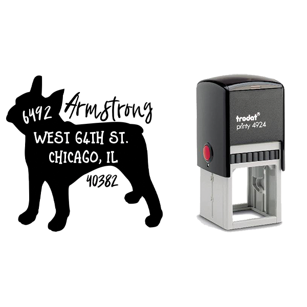 French Bulldog Dog Address Stamp Body and Design