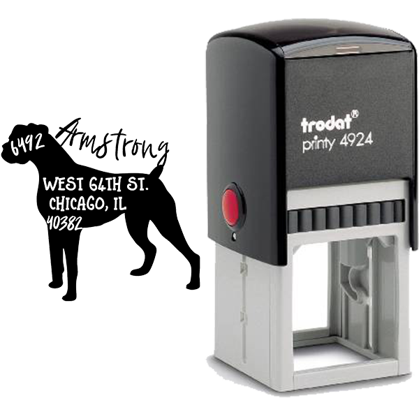 Boxer Dog Address Stamp Body and Design