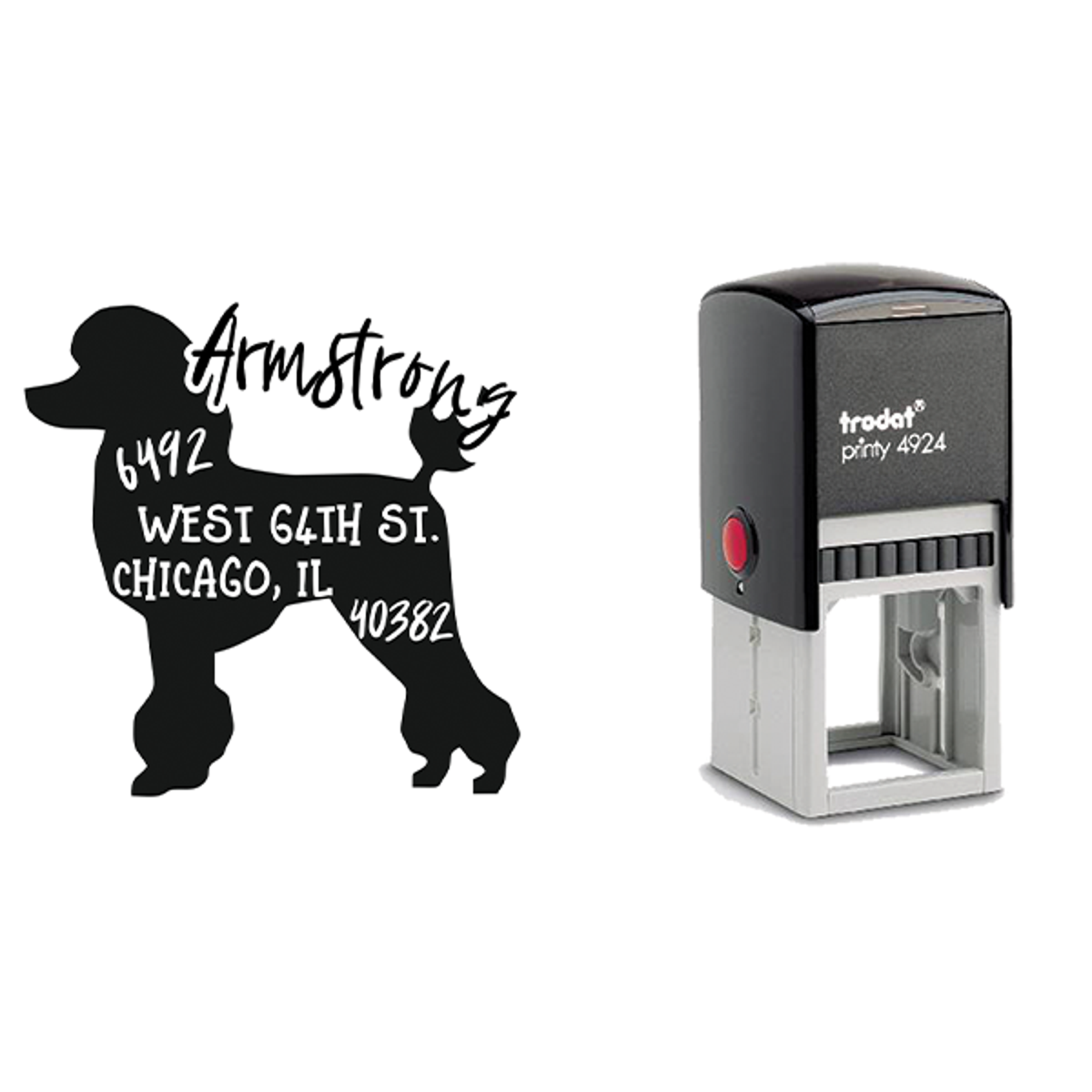 Poodle Dog Address Stamp Body and Design