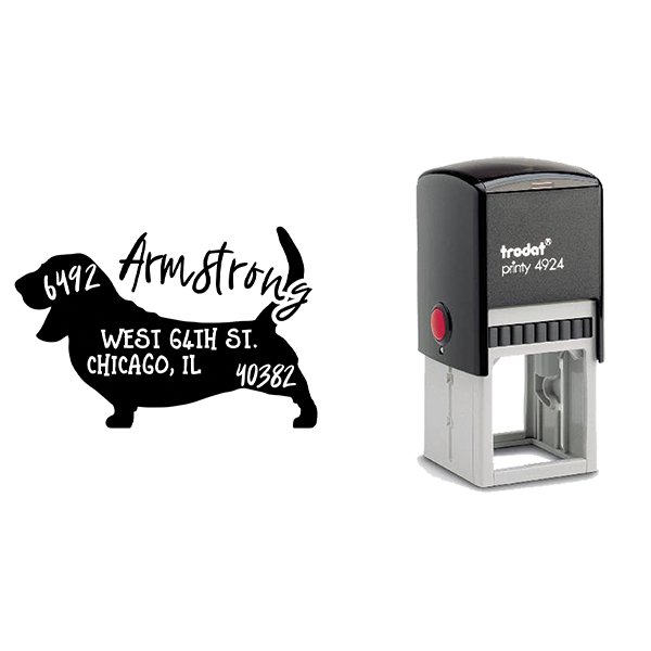 Basset Hound Dog Address Stamp Body and Design