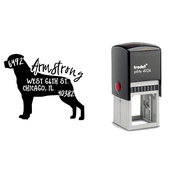 Rottweiler Dog Address Stamp Body and Design