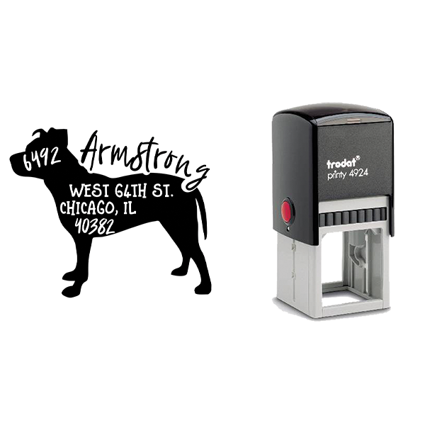 Staffordshire Bull Terrier Dog Address Stamp Body and Design