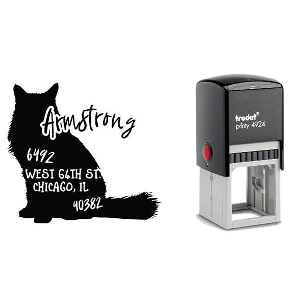 Sitting Cat Pet Address Stamp Body and Design