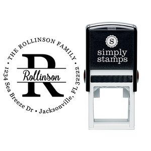 Round Letter Relaxed Script Address Stamp Body and Design