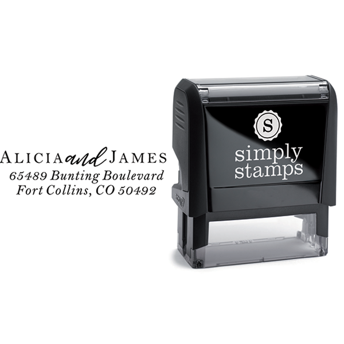 Alicia Return Address Stamp Body and Design