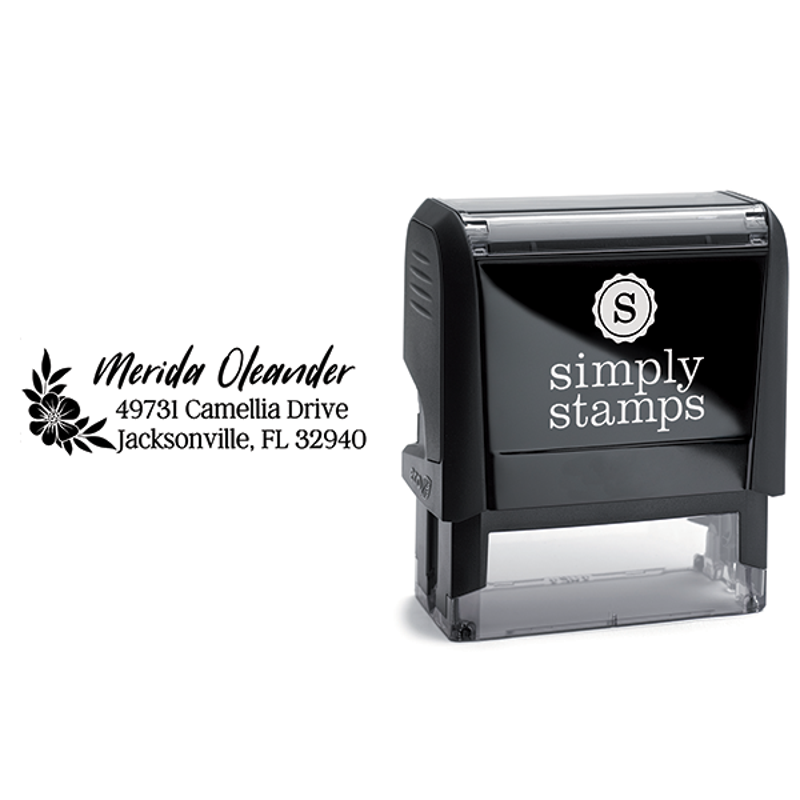 Oleander Floral Address Stamp Body and Design