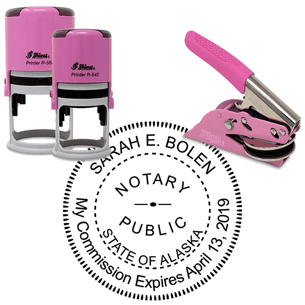 Alaska Notary Pink - Round Design Seal