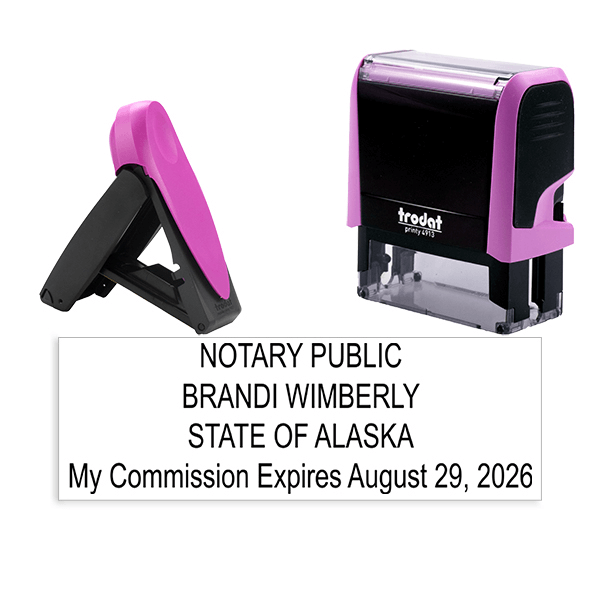 Alaska Pink Rectangle Notary Stamp