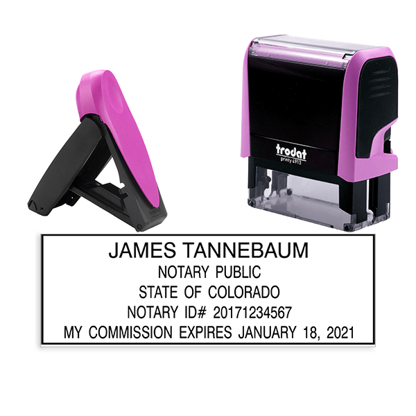 Colorado Pink Rectangle Notary Stamp