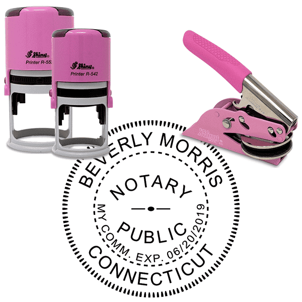 Connecticut Notary Pink - Round Design Seal