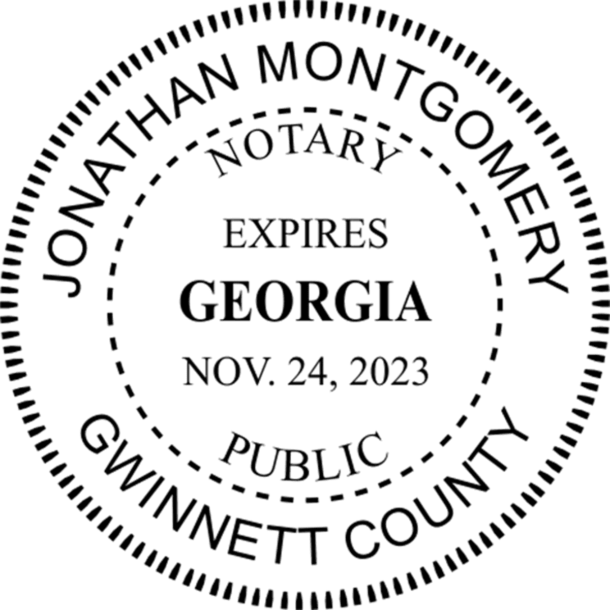 Georgia Notary Pink with Expiration - Round Design Imprint Example