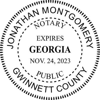 Georgia Notary Pink with Expiration - Round Design Imprint Example