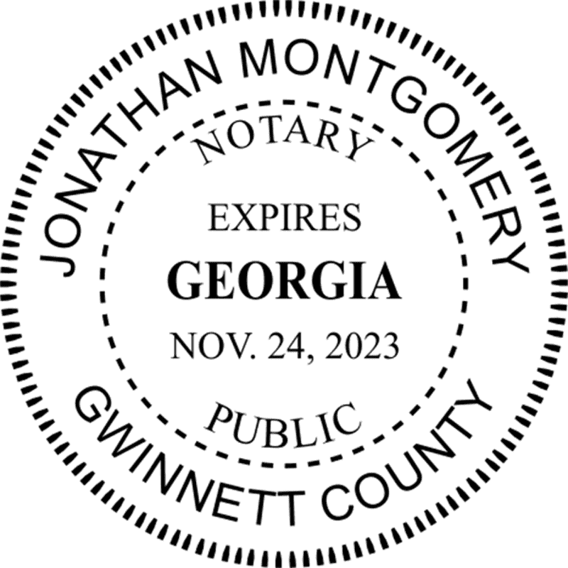 Georgia Notary Pink with Expiration - Round Design Imprint Example