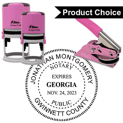 Georgia Notary Pink with Expiration - Round Design Seal - alternate view