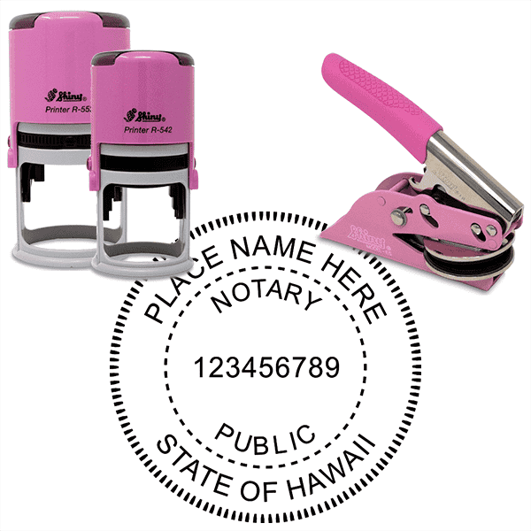 Hawaii Notary Pink - Round Design Seal
