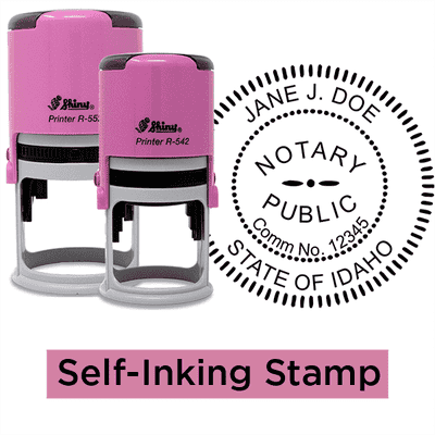Idaho Notary Pink - Round Design Seal - alternate view
