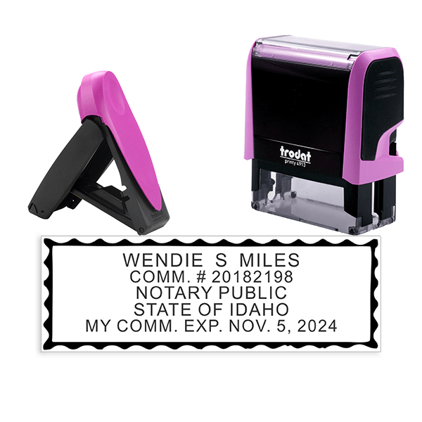 Idaho Pink Rectangle Notary Stamp