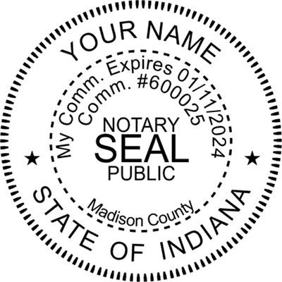 Indiana Notary Pink - Round Design Imprint Example