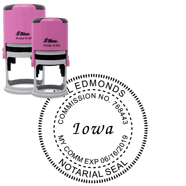 Iowa Notary Pink - Round Design Seal