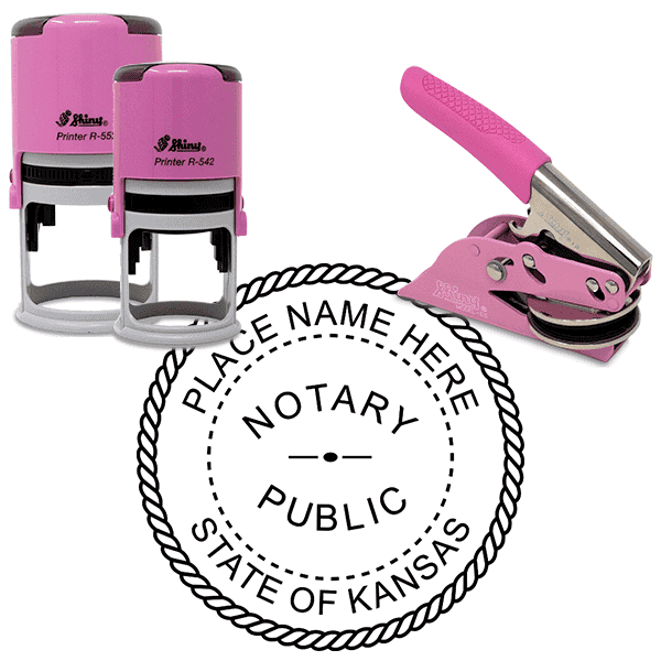Kansas Notary Pink - Round Design Seal