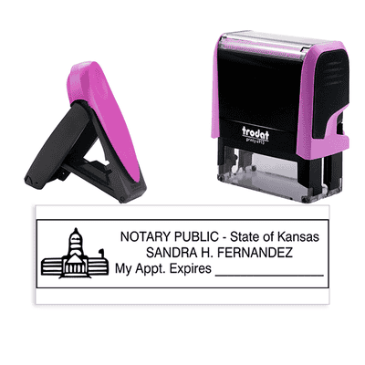 Kansas Notary Pink Stamp - Rectangle