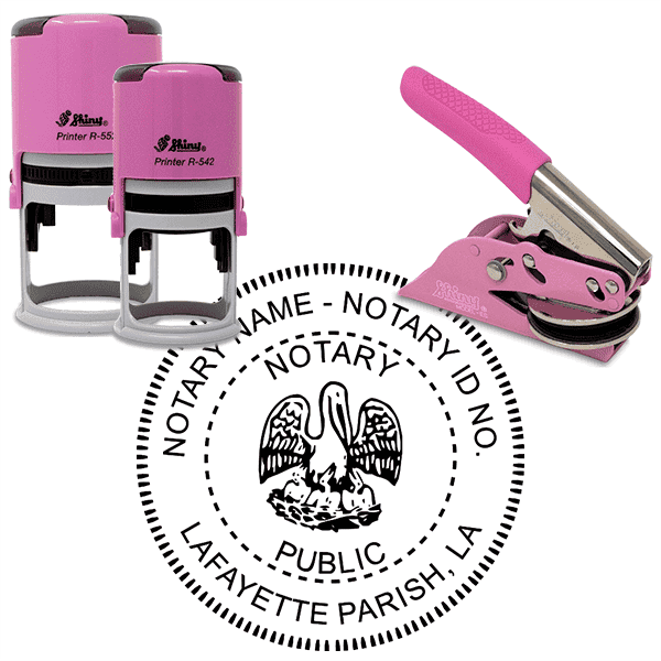 Louisiana Notary Pink - Round Design Seal