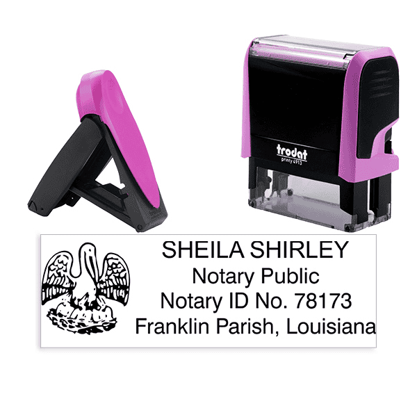 Louisiana Pink Rectangle Notary Stamp