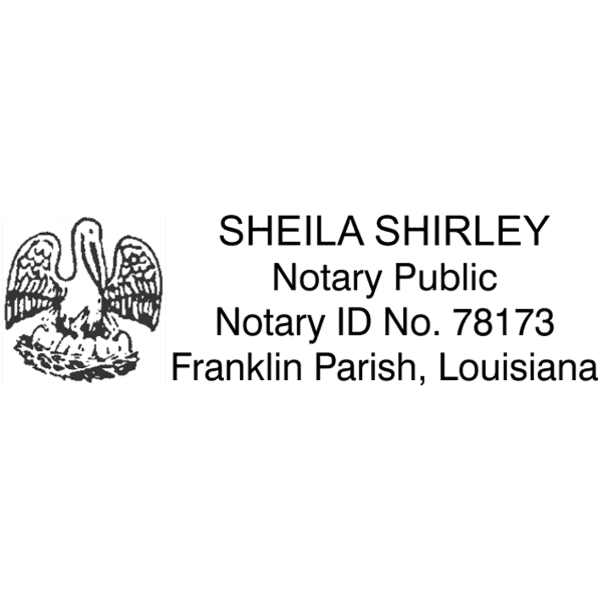 Louisiana Notary Pink Stamp - Rectangle Imprint Example
