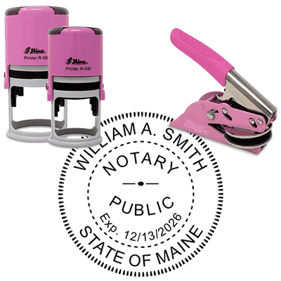 Maine Notary Pink - Round Design