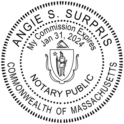 Massachusetts Notary Pink - Round Design Seal - alternate view