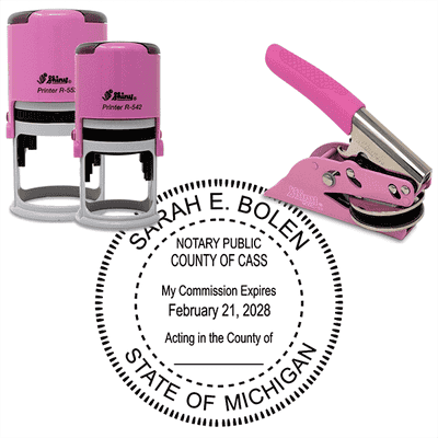 Michigan Notary Pink - Round Design Seal - alternate view