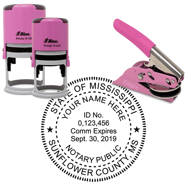 Mississippi Notary Pink - Round Design Seal