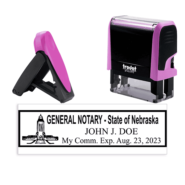 Nebraska Pink Rectangle Notary Stamp
