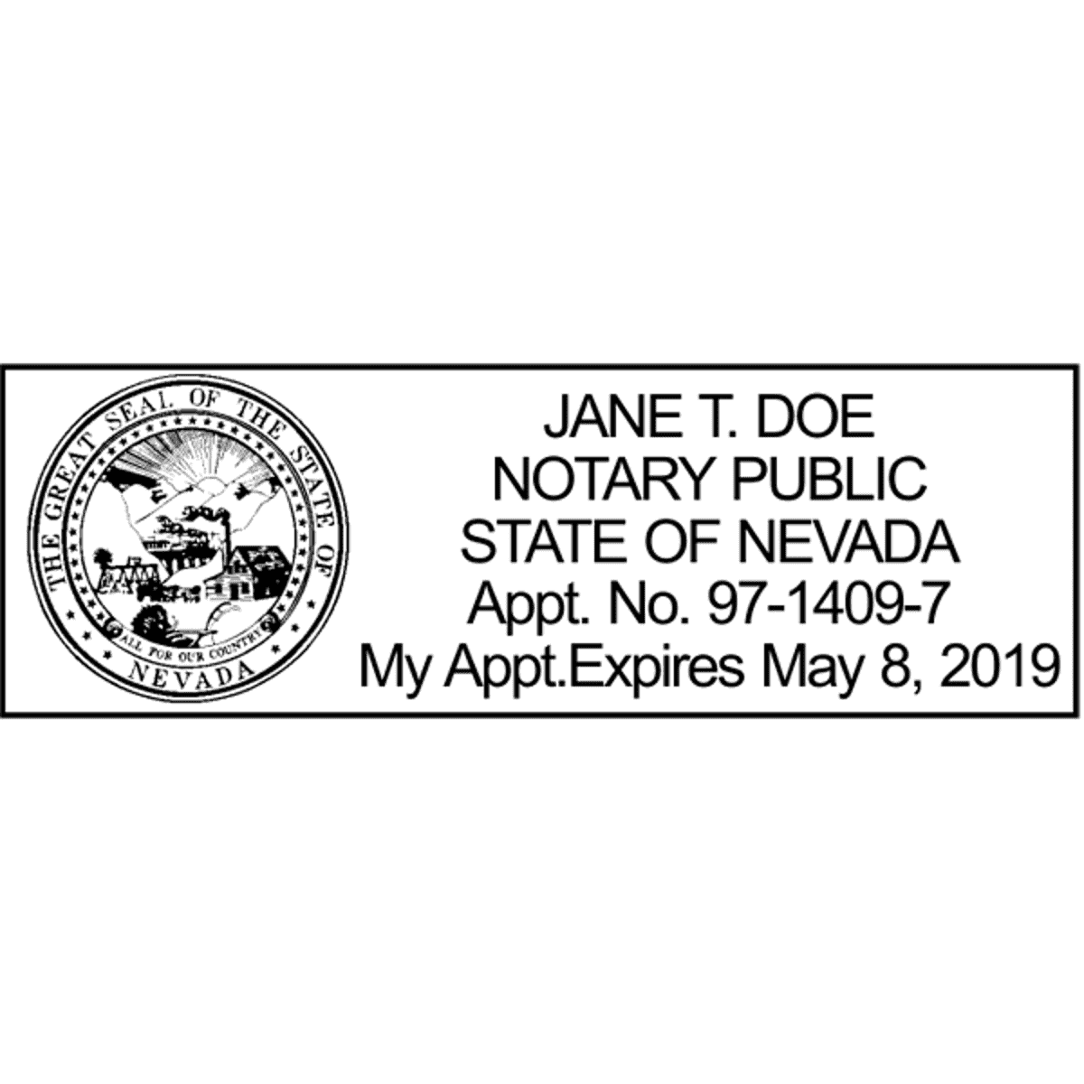 Nevada Notary Pink Stamp - Rectangle Imprint Example