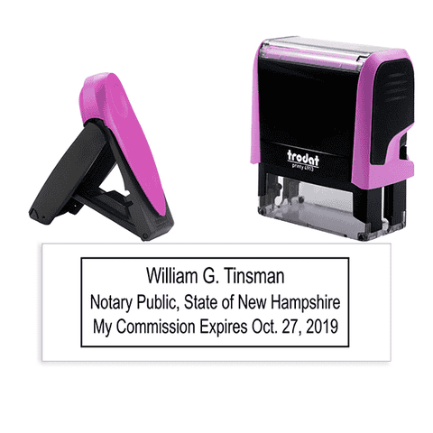 New Hampshire Pink Rectangle Notary Stamp