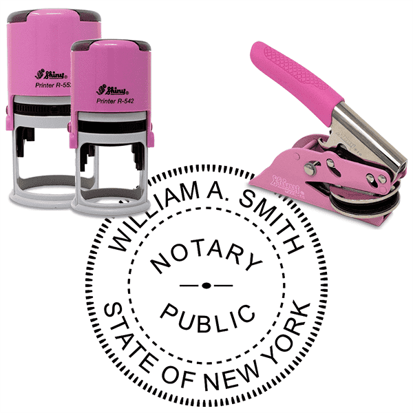 New York Notary Pink - Round Design Seal