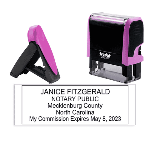 North Carolina Pink Rectangle Notary Stamp