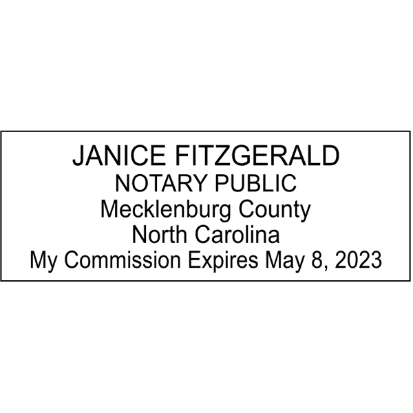 North Carolina Notary Pink Stamp - Rectangle Imprint Example