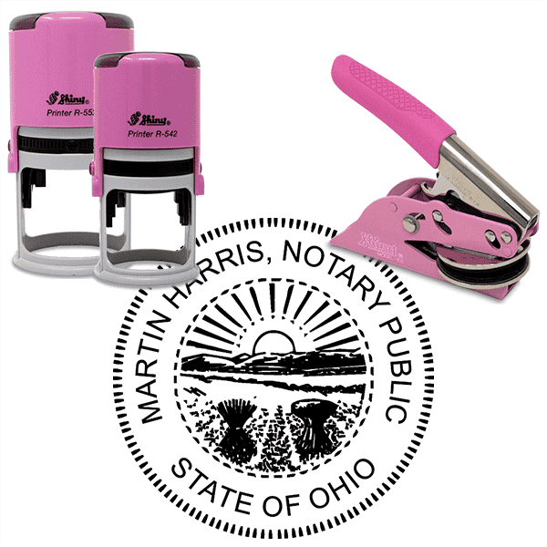 Ohio Notary Pink - Round Design Seal