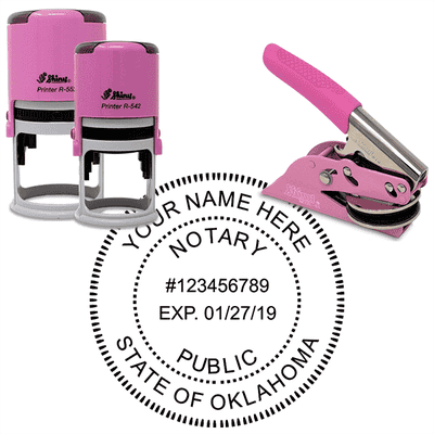 Oklahoma Notary Pink - Round Design Seal - alternate view