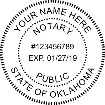 Oklahoma Notary Pink - Round Design Imprint Example