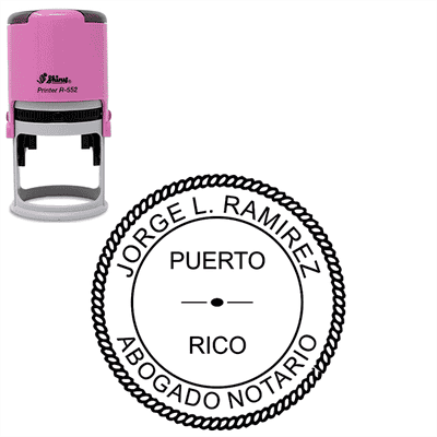 Puerto Rico Pink Round Notary Stamp - alternate view