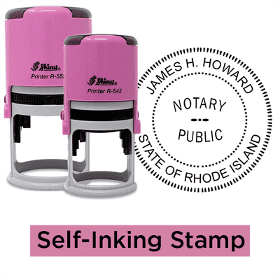 Rhode Island Notary Pink - Round Stamps