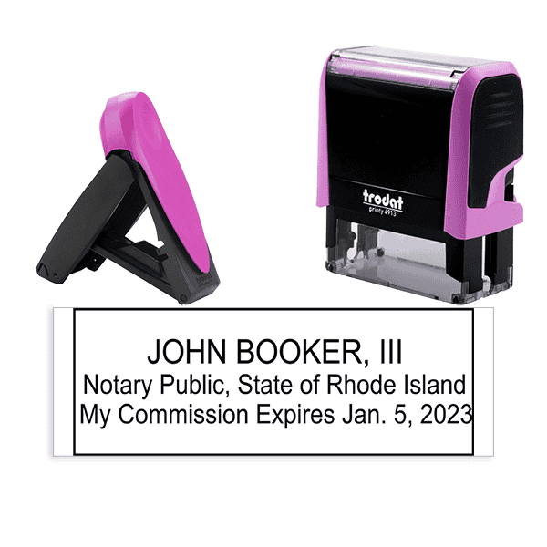 Rhode Island Pink Rectangle Notary Stamp